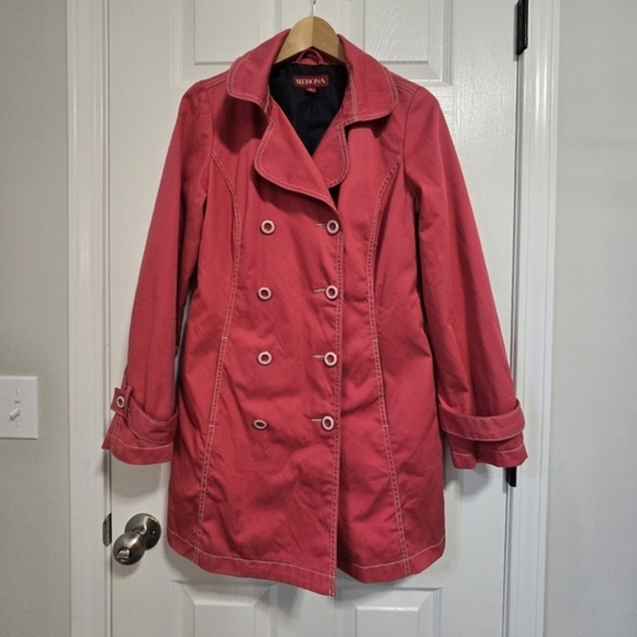 Merona Women's Button Down Dark Pink Rain Trench Coat Size Small - Picture 5 of 16